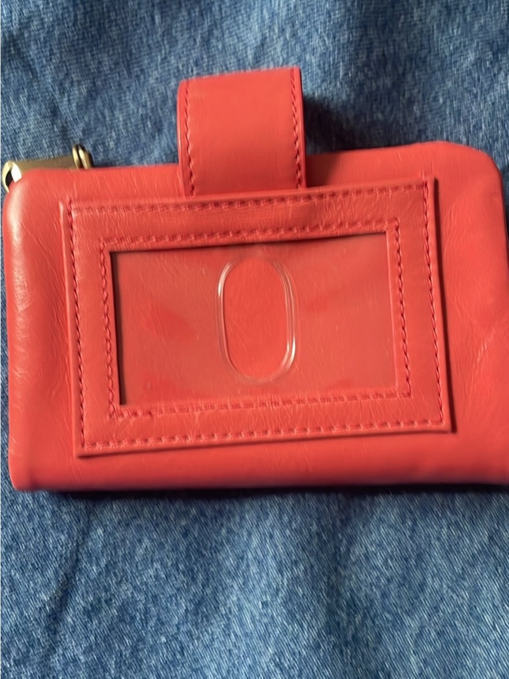 HOBO Coral Red Leather Snap & Zip Wallet - Picture 3 of 7